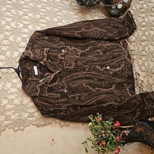 Charter Club Corduroy Paisley Button-Up Jacket with 2 Breast Pockets